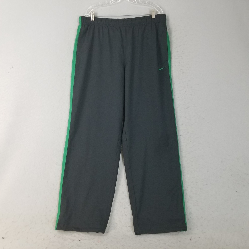 Nike Pants Mens XL Grey Green Dri-FIT Athletic Training Track Trousers Stripe